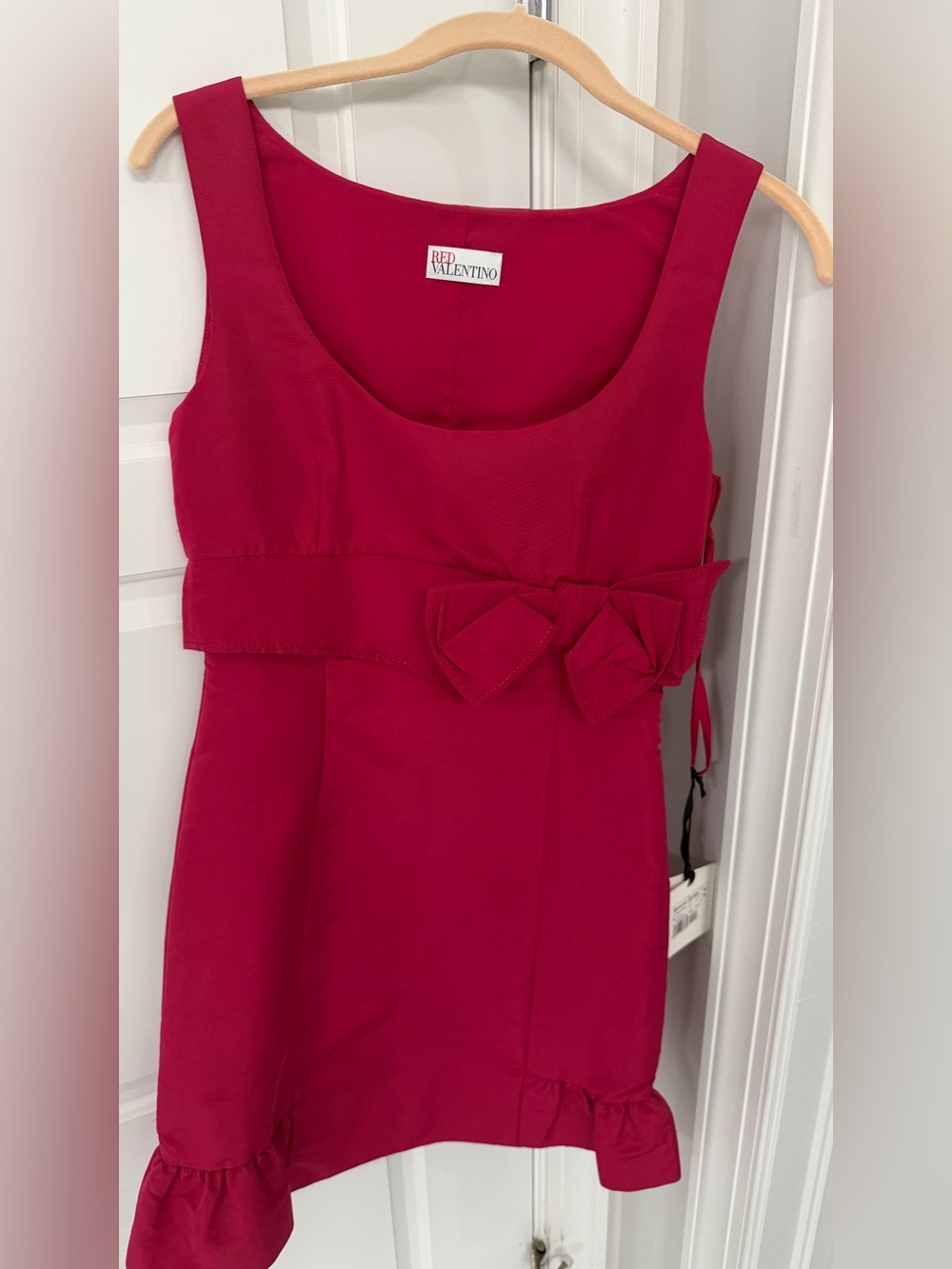 RED Valentino Fuchsia Sleeveless Mini Dress with Waist Bow